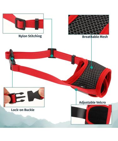 Shop Wllhyf Soft Nylon Dog Muzzle | Breathable & Comfortable Biting Chew Prevention | Adjustable Muzzle for Small Dogs (Red M) - Buy Online on GoSupps.com