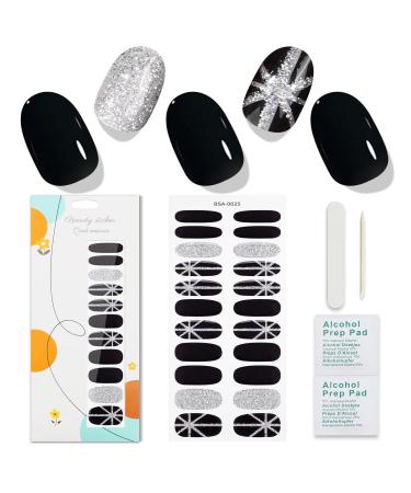 JMEOWIO Nail Foil Glitter Black Gel Nail Foils Self-adhesive Nail Sticker Decoration Nail Design Accessories Glitter Black