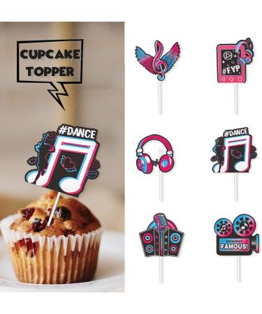 18pcs Black Glitter Dessert Cupcake Topper for Disco Let's Party Theme Decor Supplies Baby Shower Boy Girl Happy Birthday Anniversary Party Decoration - Buy Online on GoSupps.com