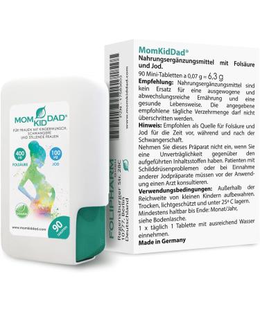 Momkiddad Folic Acid & Iodine Supplements for Women - Vegan 90 Mini Tablets for Pregnancy & Breastfeeding - 3-Month Supply - Buy Online on GoSupps.com