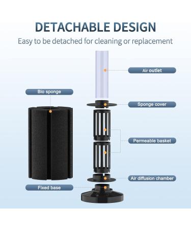 Pawfly Organic Sponge Filter - Quiet Foam Filter for Small Aquariums Betta Shrimp & Fish (Up to 80L) | Perfect for 40-80L Ponds - Buy Online on GoSupps.com