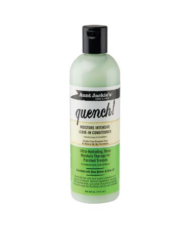 Aunt Jackie's Curls and Coils Quench Moisture Intensive Leave-In Hair Conditioner for Natural Curls  Coils and Waves  Enriched with Shea Butter  12 oz 12 Fl Oz (Pack of 1) Quench