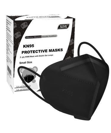XDX Kids KN95 Masks for Children 25 Pack Individually Wrapped Black Disposable Face Masks 5 Layers KN95 Mask for Kids Breathable & Comfortable Filter Efficiency 95% Black-25pcs