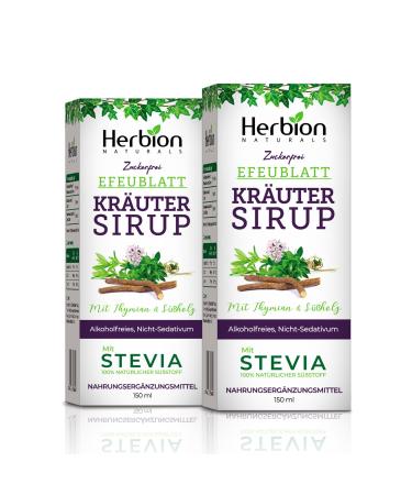 Herbion Naturals Ivy Leaf Cough Syrup with Thyme and Licorice 5 FL Oz Soothes Throat Alcohol Free Sugar Free with Stevia Pack of 2