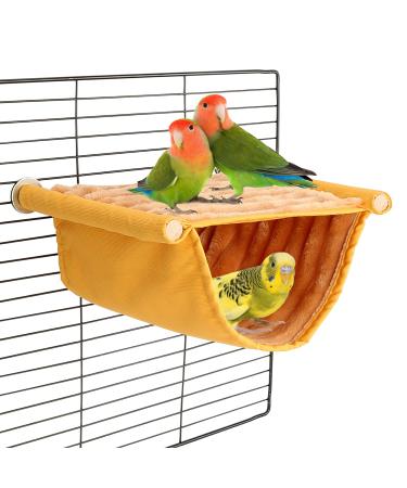 BWOGUE Winter Warm Bird Nest Bed Hanging Hammock Snuggle Hut Parrot House Tent Toy Bird Cage Perch for Parakeet Budgies Cockatiels Lovebird Cockatoo Finch Hamster Chinchilla Guinea Pig Yellow