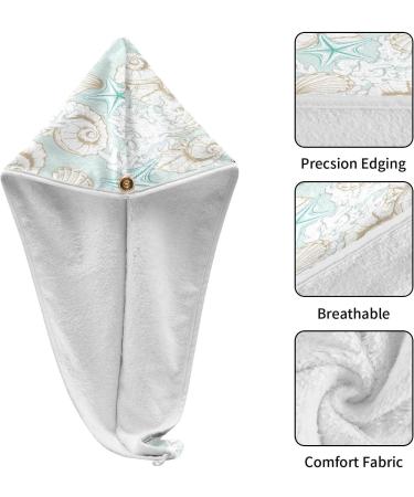 Seashell Dry Hair Cap & Quick Drying Towel Set | Super Absorbent Soft 2-Piece Bundle with Button Headband - Perfect for International Shipping - Buy Online on GoSupps.com