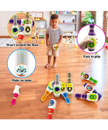 Guuozzli Kids Bowling Set - Soft Foam Digital Bowling Toy for Toddlers | Includes 10 Pins & 2 Balls | Boys and Girls 3+ Years - Buy Online on GoSupps.com
