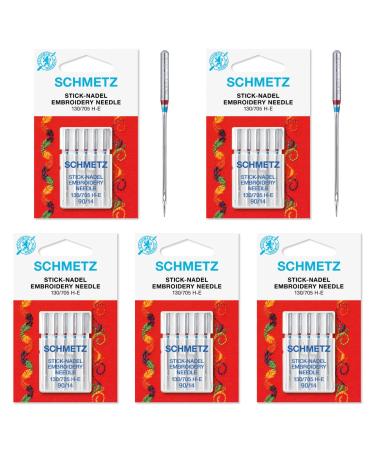 25 Schmetz Embroidery Sewing Machine Needles 130/705H H-E Size 90/14