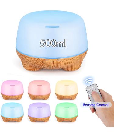 SK Depot Essential Oil Diffuser 500ml Ultrasound Aromatherapy Diffusers Remote Control Air Quiet Diffuser Aroma Diffusers Humidifier 7 Colors of Lights and for Bedroom Yoga Spa (Light Wood) - Buy Online on GoSupps.com