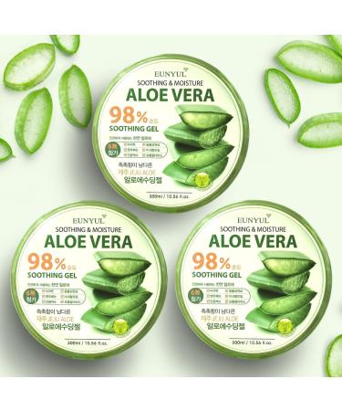 EUNYUL Pack of 3 Aloe Vera Soothing Gel 98% - 10.14 fl. oz. x 3 ea | Korean Skin Care Cosmetics for Soothing/Moisturizing | After Sunburn Soothing Gel - Buy Online on GoSupps.com