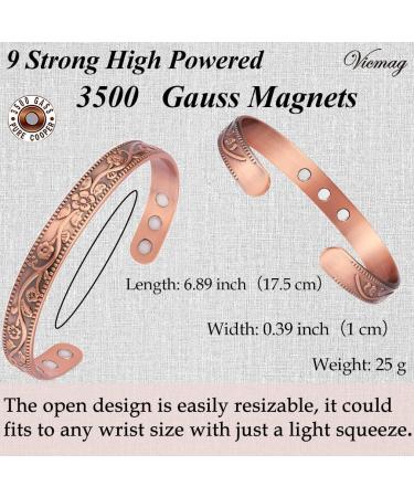Vicmag Copper Bracelet for Women & Men | Ultra Strength Magnets | 99.9% Solid Pure Copper | Adjustable Size | Gift Box Included - Buy Online on GoSupps.com