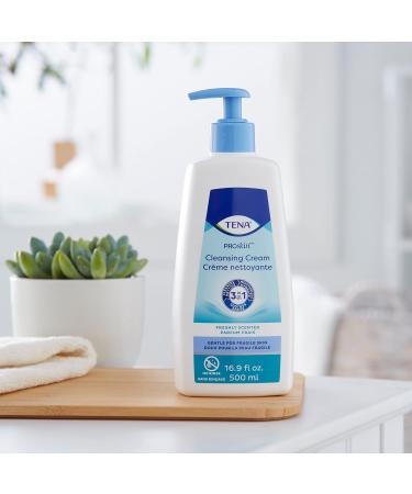 TENA ProSkin Cleansing Cream - Rinse-Free Body Wash | Mild Scent 16.9 oz - Ideal for Sensitive Skin | International Shipping Available - Buy Online on GoSupps.com