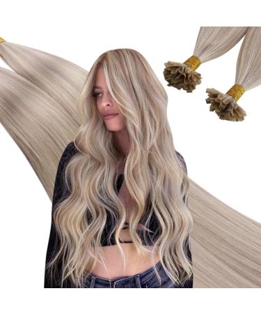 UGEAT U TIP Extensions Real Hair Keratin 60cm P18/613 Ashblond with bleached blonde keratin bonding extension real hair 50 gram 50 strands real hair extensions bondings UTip.