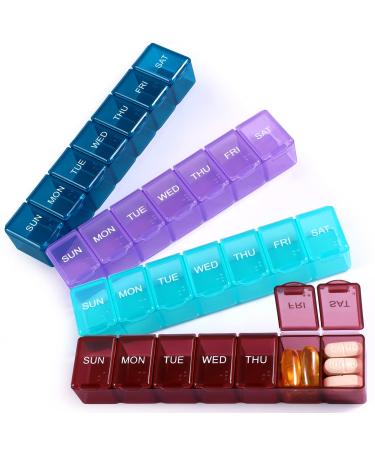 Kononia Monthly Pill Organizer,4 Pack Weekly Pill Organizers,Small Pill Organizer, Travel Pill Box, Small Pill Cases
