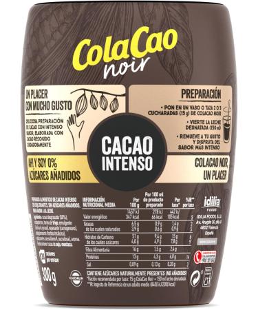 Cola Cao ColaCao Noir Intense taste and 0 added sugars To enjoy hot chocolate in winter 300 g - Buy Online on GoSupps.com