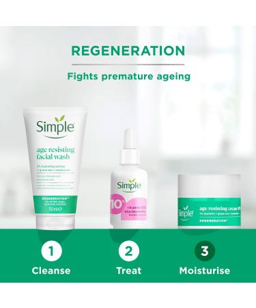 Simple Regeneration Age Resisting Face Cream SPF 15 with 3% Glycerin Green Tea and Mushroom Extract Anti-Ageing Moisturiser 50 ml - Buy Online on GoSupps.com