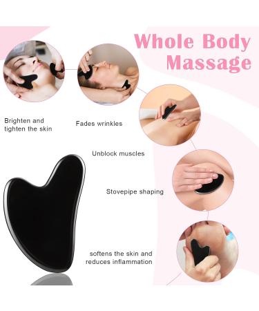 3-Piece Gua Sha Facial Tool Set | Natural Resin Stone Scraping Massage for Face & Body | Pink Dark Green Black - Buy Online on GoSupps.com