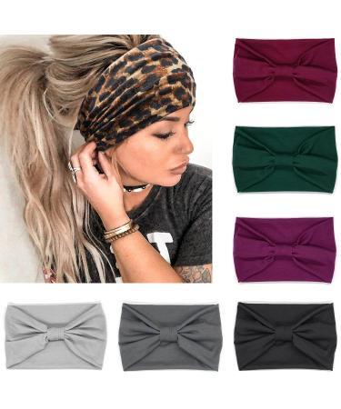 VENUSTE Wide Headbands for Women's Hair Solid Fashion Knotted Head Bands for Adult Women Hair Accessories 6PCS Multi Color