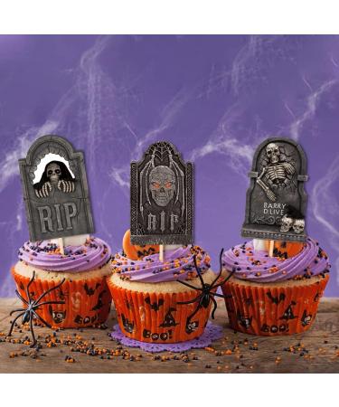 Dtzzou 24pcs Halloween Cupcake Toppers Halloween Cupcake Picks for Halloween Party Decorations Halloween Supplies - Buy Online on GoSupps.com