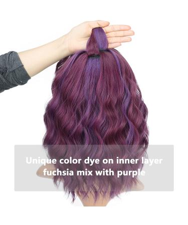ENTRANCED STYLES Fuchsia & Purple Wavy Curly Bob Wig with Bangs - Heat Resistant Synthetic Party & Cosplay Wig for Women - Buy Online on GoSupps.com