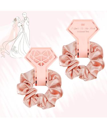 8-Piece Satin Hair Scrunchies & Bridesmaid Bracelets Set - Rose Gold & White | Bridal Shower and Bachelorette Party Accessories - Buy Online on GoSupps.com