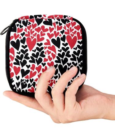 GIAPB Period Bag - Sanitary Napkin Storage & Makeup Pouch, Black & Red Hearts - 1698 - Buy Online on GoSupps.com