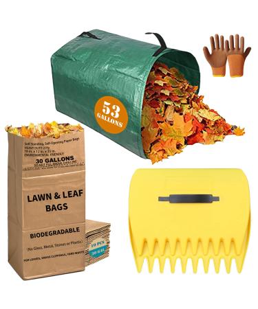 10 Count 30 Gallon Lawn and Leaf Bags with Leaf Scoops & 53 GAL Large Yard Dustpan-Type Garden Bag, 2-Ply Heavy Duty Kraft Paper Bags, Tear Resistant Yard Waste Bag for Grass Clippings, Wet Dry Leaves - Buy Online on GoSupps.com