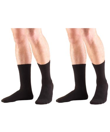 Truform Medical Compression Socks for Men and Women 8-15 mmHg Crew Length to Mid-Calf Black Large (Pack of 2) Large (Pack of 2) Black