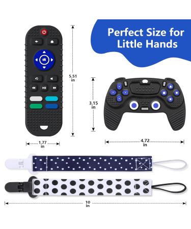 Rquite 2 Pack Baby Teething Toys - Silicone Remote Control Game Controller Teether Set for Babies 3-18 Months - Toddler Sensory Toy Gift - Black - Buy Online on GoSupps.com