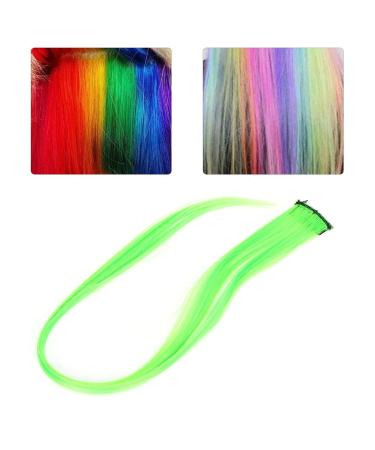 Bright Color Hair Extensions Hairpiece for Cosplay Colored Hair Extensions Dress Up with Straight Hairpiece Convenient Application Suitable for Daily Use (Fluorescent Green)
