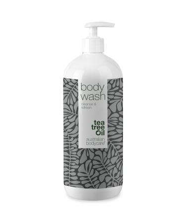 Tea tree oil shower gel 1000ml by Australian Bodycare - 100% vegan for impure dry skin itching body odor & sweat also with mushroom tea Tree 1 L (1 Pack)