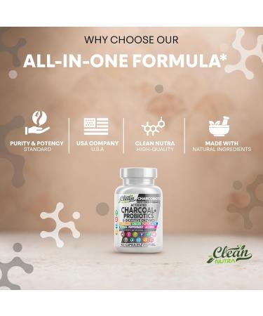 Clean Nutra Activated Charcoal Pills + Shilajit Probiotic Digestive Enzymes for Digestive Health Capsules with Peppermint Fennel Licorice Papain Ginger Turmeric Powder | Gut Health 60 Count (Pack of 1) - Buy Online on GoSupps.com
