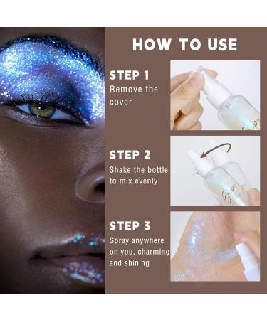 Light Pink Body Glitter Spray | Moisturizing Shimmer Highlighter for Face Hair & Body - Quick-Drying Non-Sticky 60ML - Buy Online on GoSupps.com