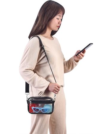 Clear Crossbody Messenger Bag - Stadium Approved for Work, Travel, Concerts & Sports | Black - Buy Online on GoSupps.com