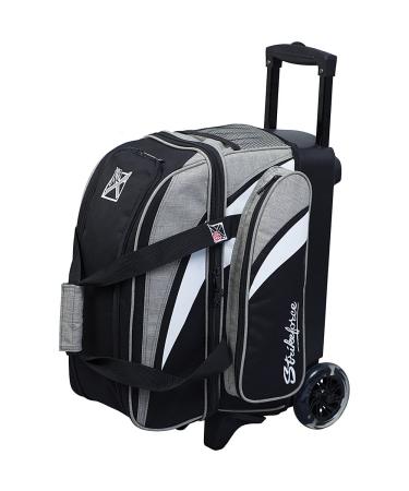 KR Strikeforce Cruiser Double Roller Bowling Bag - With Deluxe 4.5" Smooth Kruze urethane wheels for an ultra smooth quiet ride Stone/White/Black