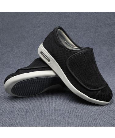 NVBHOF Adjustable Diabetic Shoes for Men - Black, Size 12 | Comfy Orthopedic Footwear for Elderly with Swollen Feet & Plantar Fasciitis - Buy Online on GoSupps.com