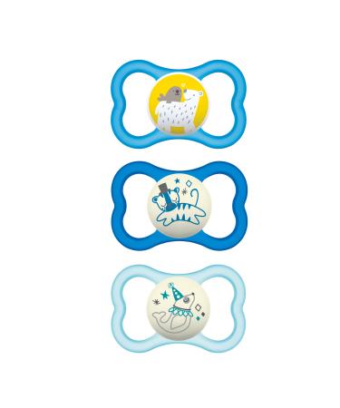 MAM Air Night & Day Baby Pacifier, For Sensitive Skin, Glows in the Dark, 3 Pack, 6-16 Months, Boy,3 Count (Pack of 1)