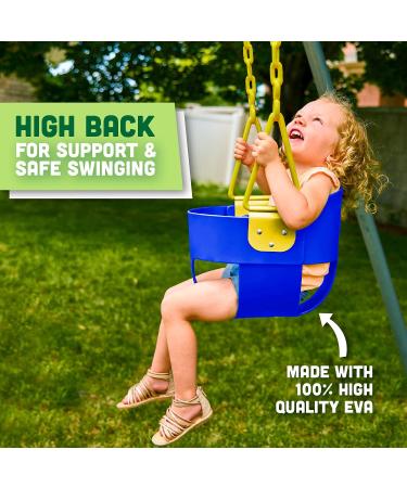Deluxe High Back Full Bucket Toddler Swing with Exclusive Chain & Dip Pinch Protection - Blue - Buy Online on GoSupps.com