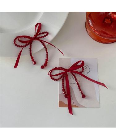 Feyley Red Loop Earrings - Exaggerated Tassel & Crystal Long Drop Jewelry for Women & Girls - Buy Online on GoSupps.com