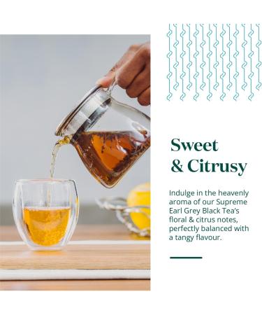 Supreme Earl Grey Tea Loose Leaf - Natural Blend of Sri Lankan Black Tea Bergamot Extract & Blue Cornflowers - Rich Citrusy & Floral Notes - Easy to Brew Earl Grey Tea by The Tea Makers of London 125g Caddy - Buy Online on GoSupps.com