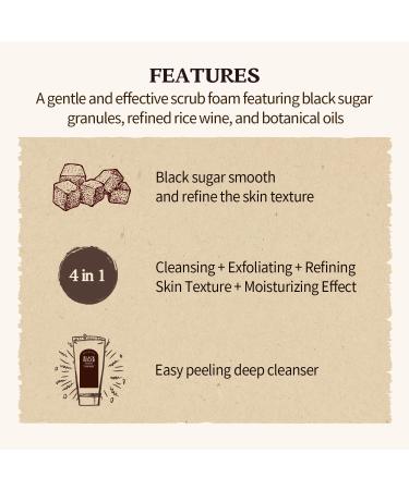 SKINFOOD Black Sugar Perfect Scrub Foam 180g - Detoxifying Pore Scrub & Exfoliator for Men & Women - Buy Online on GoSupps.com
