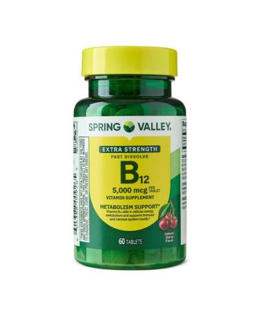 4 TOP CARE Extra Strength Vitamin B12 Fast Dissolve Tablets Cherry 5 000 mcg 60 Count