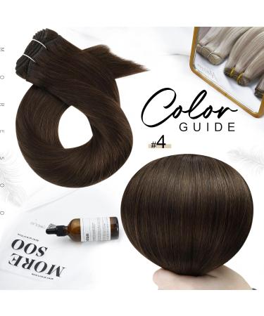 Moresoo Weft Hair Extensions Brown Human Hair Weft Dark Brown Sew in Hair Extensions 22 Inch 100g/Pack #4 22 Inch(Pack of 1) WEFT #4 - Buy Online on GoSupps.com