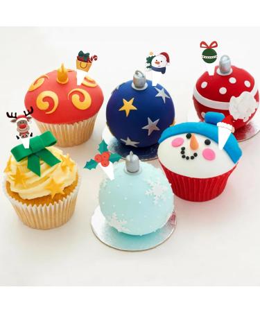 EOQPDECD 48 Pcs Christmas Cake Decorations Cupcake Topper Santa Clause Xmas Tree Snowman Reindeer Birthday Cake Decor Christmas Supplies for Christmas Theme Party Baby Shower Birthday Party - Buy Online on GoSupps.com