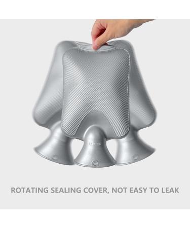 3 in 1 Rubber Hot Water Bottle - Soft Fleece Cover for Neck Shoulder Back and Leg Relief | Gray Heat Bottle for Comfort - Buy Online on GoSupps.com