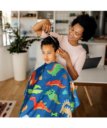 Cartoon Dinosaur Kids Barber Cape with Neck Duster Brush - Adjustable Closure - Professional Salon Hair Cutting Cape for Adults - Buy Online on GoSupps.com