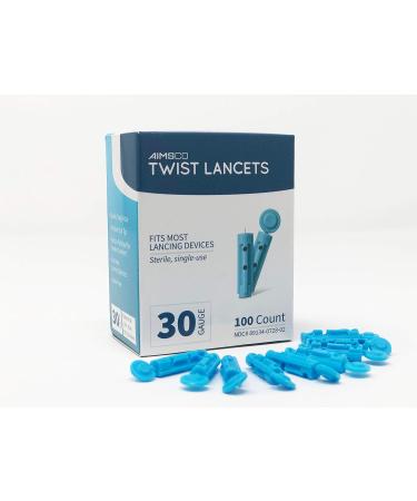 AIMSCO 30 Gauge Twist Lancets - 100 Count: High-Quality Diabetes Testing Supplies - Buy Online on GoSupps.com