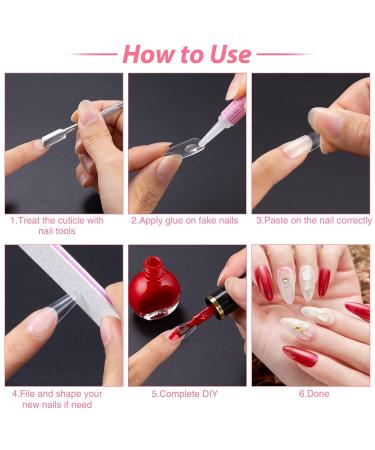 Kiiwah 100 Clear Artificial Fingernails Set | Tips Glue & Shaver | 10 Sizes for Women & Girls - Perfect Nail Art - Buy Online on GoSupps.com