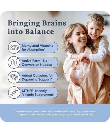Brain Supplement for Focus Attention Mood | Complete Vitamin B Complex | Brain Health | Methylated Multivitamin w/L-Methylfolate (5-MTHF) Cofactors Methyl-B12 & P5P | MTHFR Supplement Kids - Buy Online on GoSupps.com