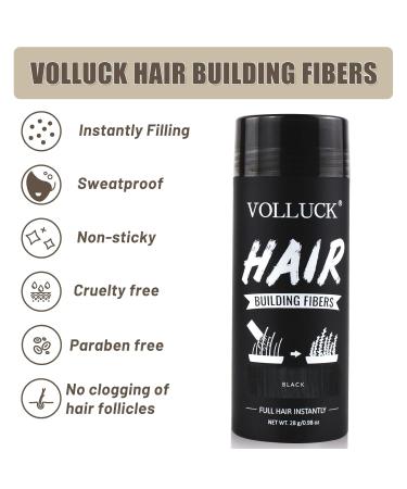 VOLLUCK Hair Fiber for Thickening - Long-lasting Natural Hair Loss Solution for Men & Women - 28g Black - Buy Online on GoSupps.com